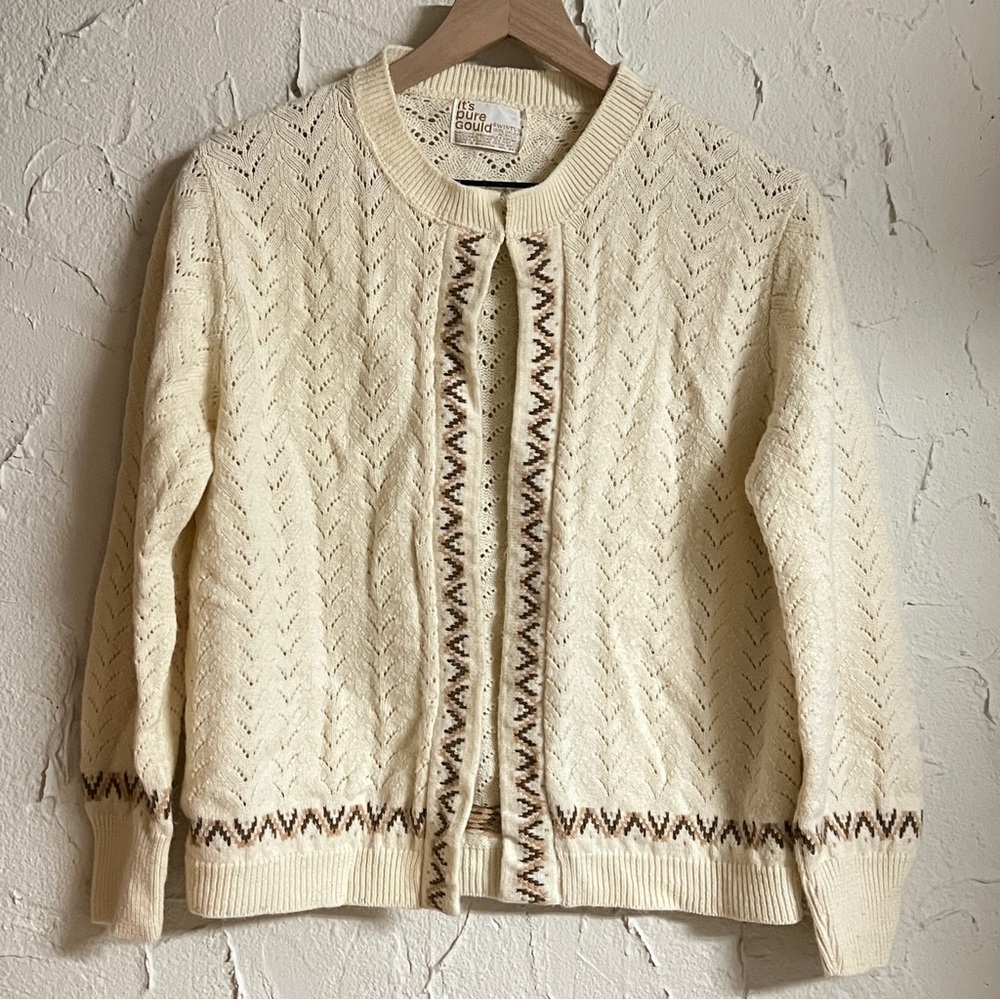 Vintage It’s Pure Gould Pointelle Cardigan Sweater